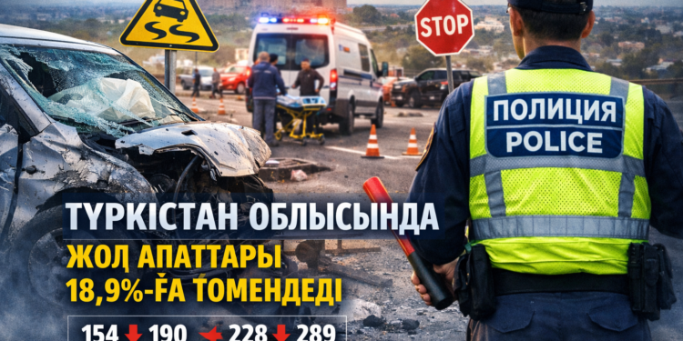 Түркістан облысында жол-көлік оқиғаларының саны 18,9%-ға төмендеді