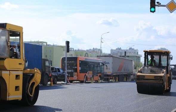 ТҮРКІСТАН ҚАЛАСЫ МАҢЫНДАҒЫ «БАТЫС ЕУРОПА – БАТЫС ҚЫТАЙ» АВТОДӘЛІЗІНДЕ ЖӨНДЕУ ЖҰМЫСТАРЫ КЕШЕНДІ ТҮРДЕ ЖҮРГІЗІЛУДЕ