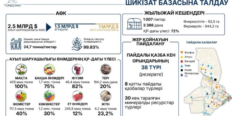 Түркістан өңірі агроөнеркәсіп саласы бойынша көш бастап тұр