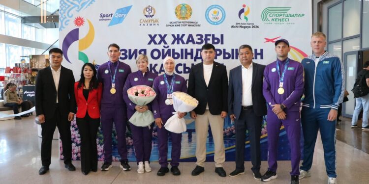 ТҮРКІСТАН ЖҰРТШЫЛЫҒЫ АЗИЯ ОЙЫНДАРЫНЫҢ ЖЕҢІМПАЗДАРЫ МЕН ЖҮЛДЕГЕРЛЕРІН ҚОШЕМЕТПЕН ҚАРСЫ АЛДЫ
